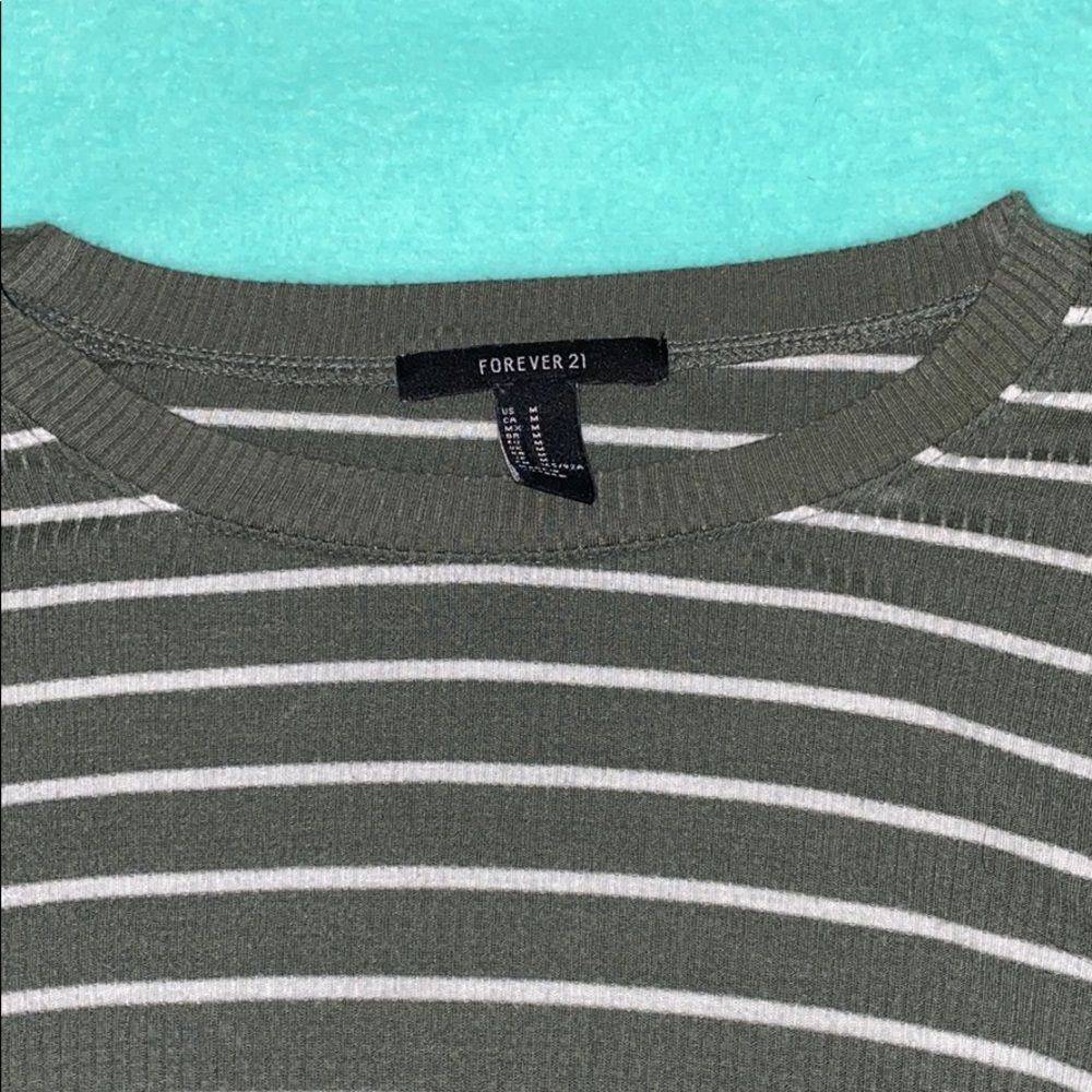 Forever 21 army green stripped long sleeve shirt